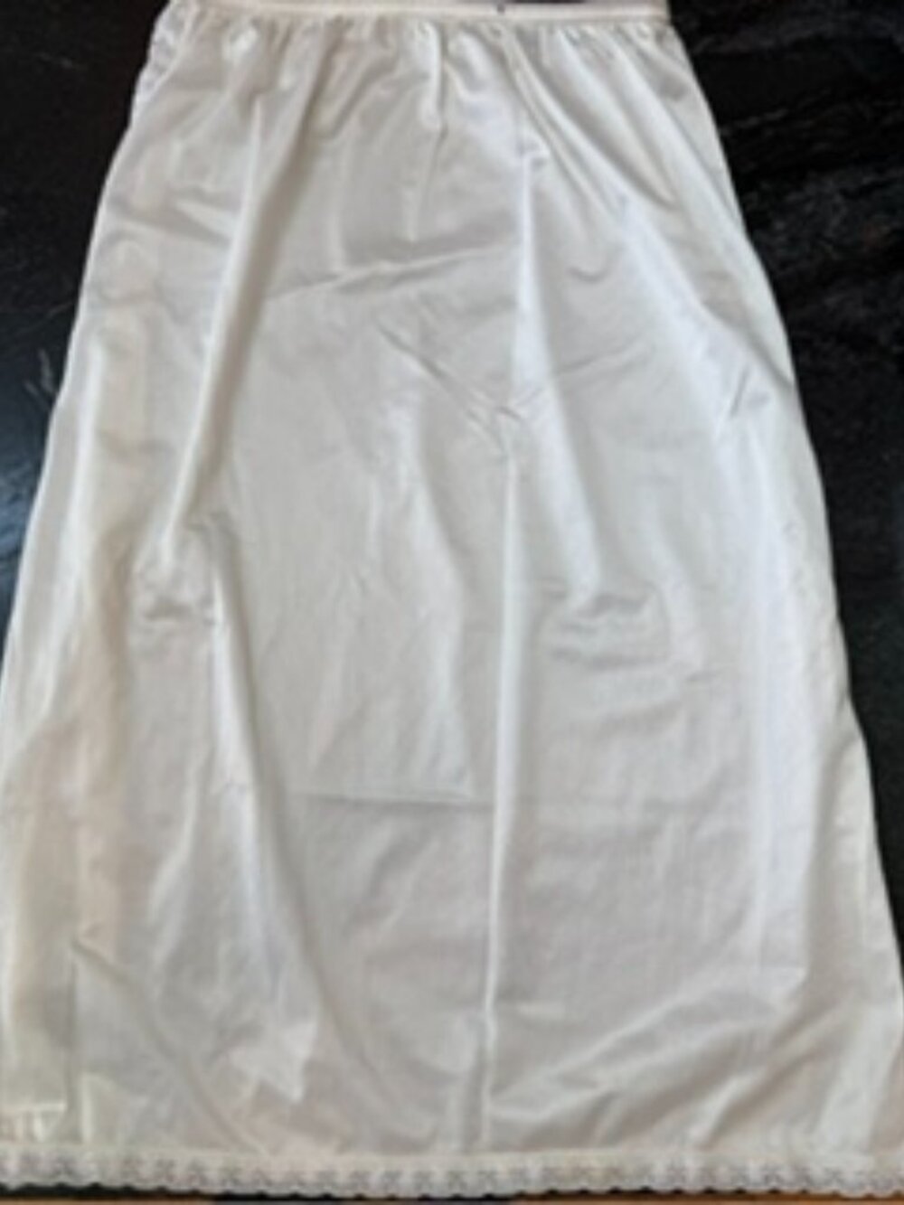 VINTAGE Satin Half-Slip with Lace Trim and Slits